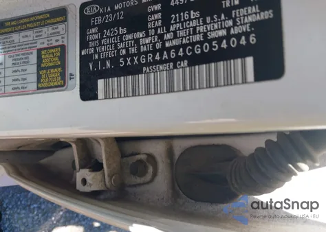 2012 Kia Optima Sx из США, поврежденный, VIN 5XXGR4A64CG054046